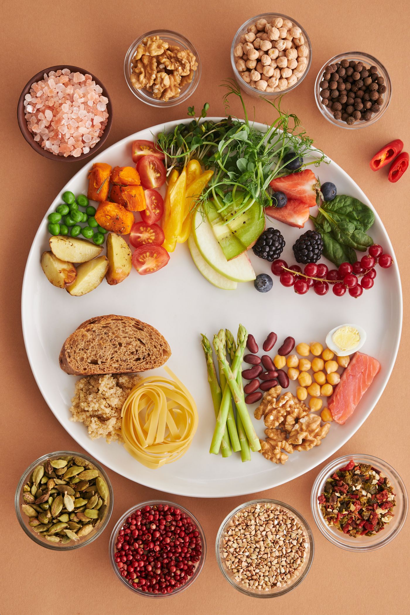 A balanced plate of whole foods